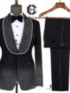 Silver Velvet Cascade Embellished Tuxedo