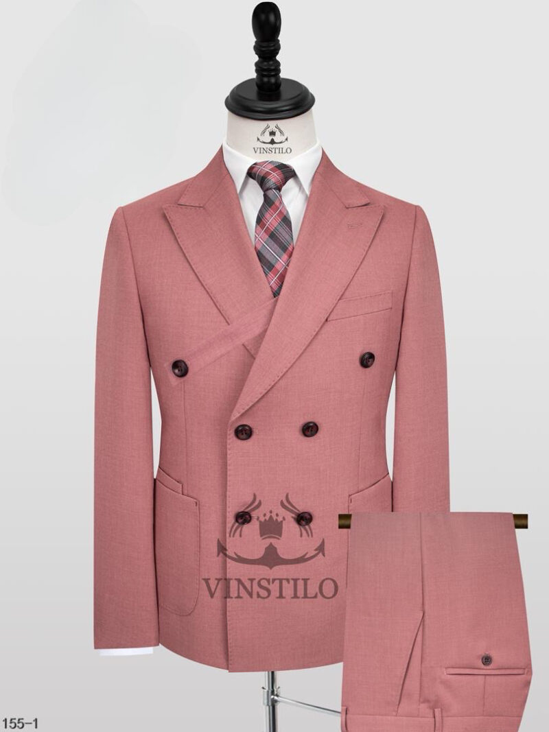 Pink/Peach Double-Breasted Classic Suit
