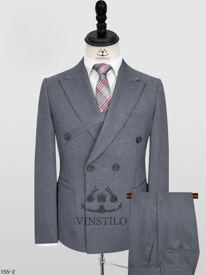 Lexington Grey Double-Breasted Wool Suit